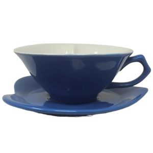 VINTAGE 1980's MARY KAY CONSULTANT GIFT HEART SHAPED TEA CUP & SAUCER - BLUE